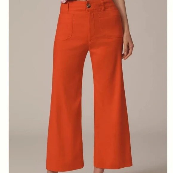 EUC Anthropologie Maeve High Waist Wide Leg Crop Pant, Size 26, Orange - Picture 1 of 12